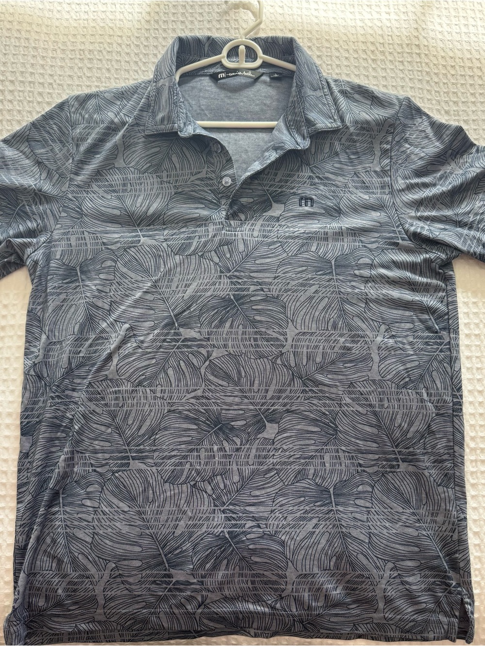 Travis Mathew Men's Grey Leaf-Print Polo